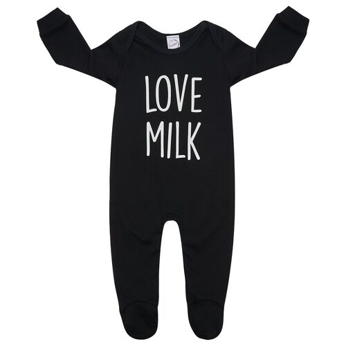 Black 'Love Milk' Babygrow