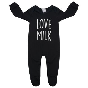Babygrow noir 'Love Milk' 1