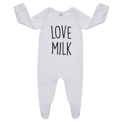 White 'Love Milk' Babygrow