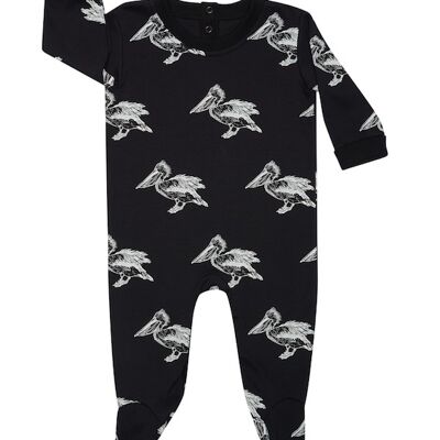 Black Pelican Print Babygrow