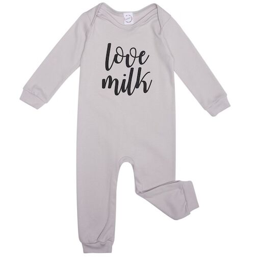 Grey 'Love Milk' Babygrow