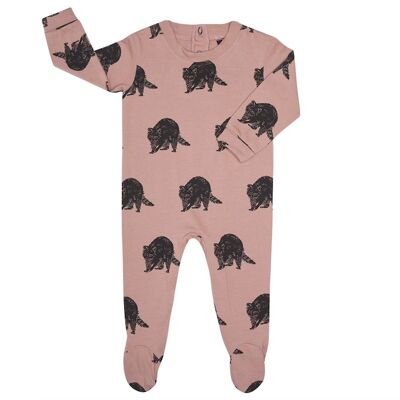 Pijama con estampado de mapache ciruela