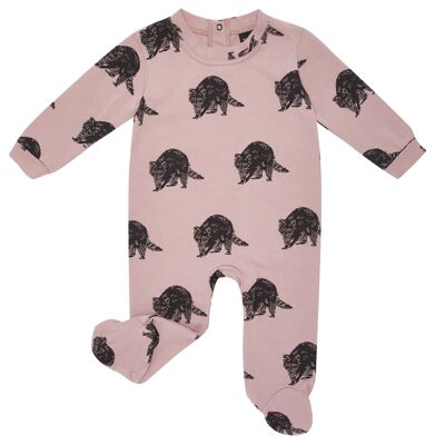 Pijama rosa con estampado de mapache