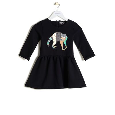 Waschbär Kleid Schwarz