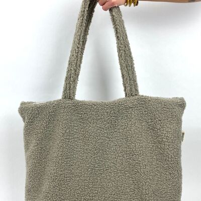 Taupe Bouclette Tote Bag