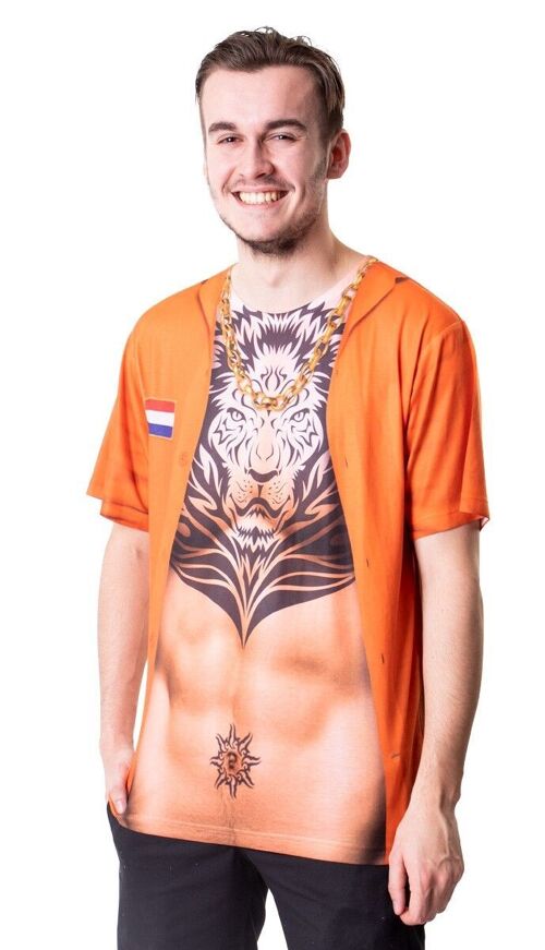 T-shirt Hollandse Leeuw Tattoo Oranje - Maat M-L