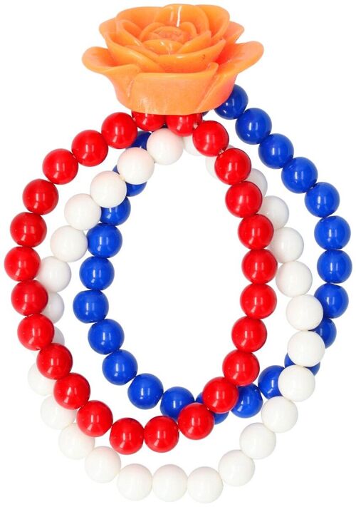 Armband met Bloemen Rood-Wit-Blauw