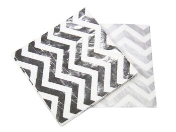 Serviettes Argent Métallisé Zigzag 33x33cm - 20 pièces