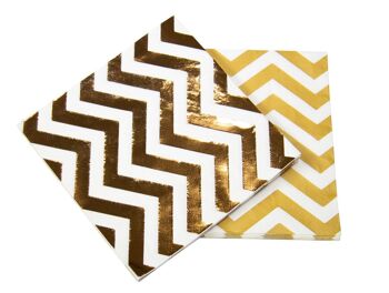 Serviettes Métallisées Or Rosé Zigzag 33x33cm - 20 pièces