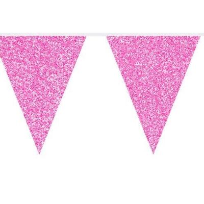 Banderín rosa con purpurina - 6 metros