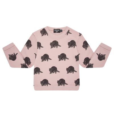 Pink Raccoon Print Sweater