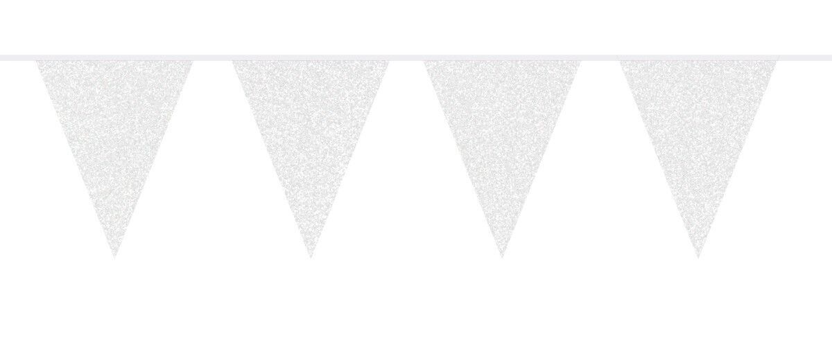 White Glitter Bunting - 6 meters