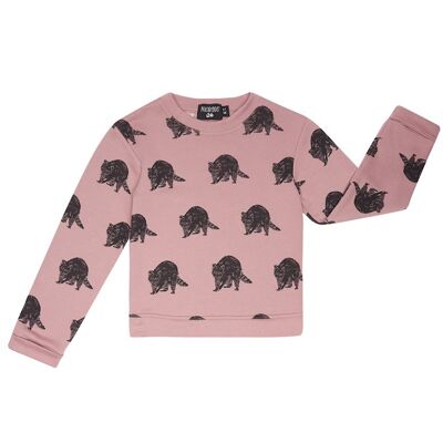 Plum Raccoon Print Sweater
