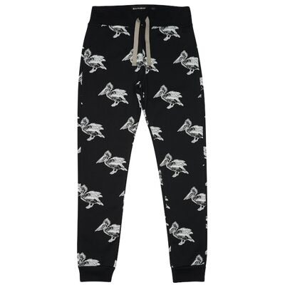 Black Pelican Print Sweatpants