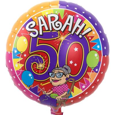 Palloncino foil per feste Sarah 50 anni - 43 cm
