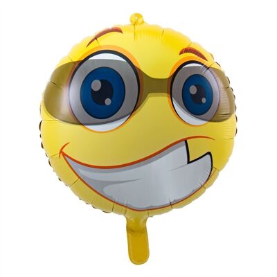Stoere Emoticon met Zonnebril Folieballon - 45cm