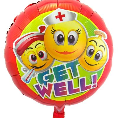 Get Well Soon Smiley Ballon en aluminium