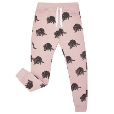 Pink Raccoon Print Jogginghose