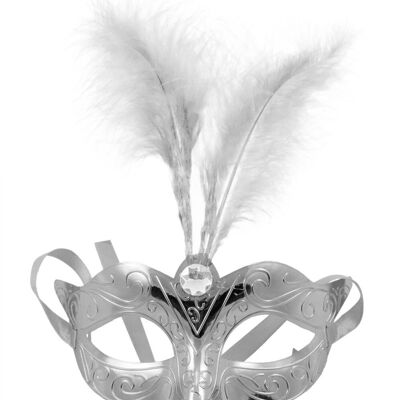 Venezianische Maske metallisch silber