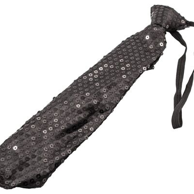 Glitter stropdas met LED metallic zwart