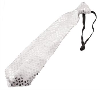 Cravate scintillante avec LED argent métallisé