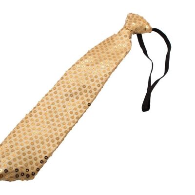 Cravatta glitterata con LED oro metallizzato