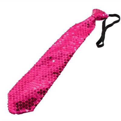 Glitter tie with LED metallic magenta