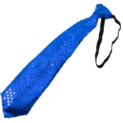 Cravate scintillante avec LED bleu métallisé