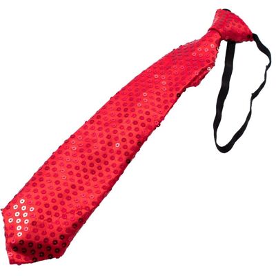 Glitter tie with LED metallic red