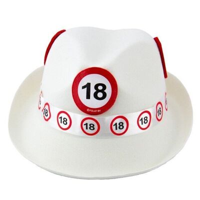 18 Years White Trilby Hat Traffic Sign