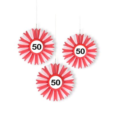 50 Years Road Sign Honeycomb Fan - 3 pieces