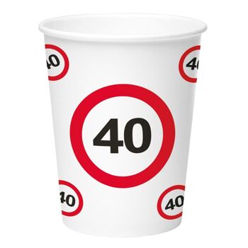 40 ans de gobelets en carton pour panneaux de signalisation 350 ml - 8 pièces