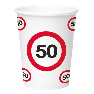 Gobelets en carton 50 ans Panneaux de signalisation 350 ml - 8 pièces