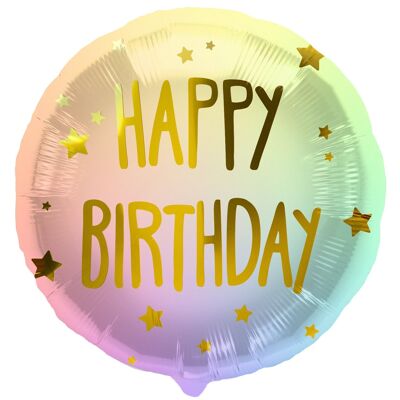 Foil Balloon 'Happy Birthday' Ombre & Stars - 45cm