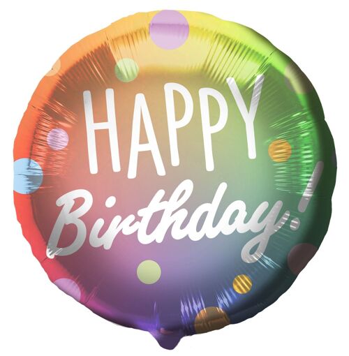 Folieballon 'Happy Birthday!' Stippen Meerkleurig - 45cm