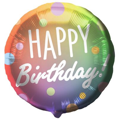 Folienballon 'Happy Birthday!' Punkte Mehrfarbig - 45cm