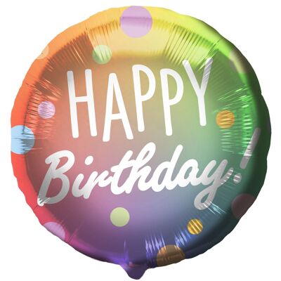 Folieballon 'Happy Birthday!' Stippen Meerkleurig - 45cm