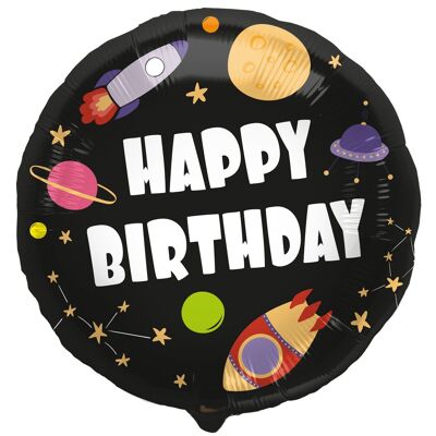 Ballon aluminium Fusée 'Happy Birthday' - 45cm