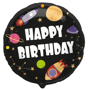 Ballon aluminium Fusée 'Happy Birthday' - 45cm 1