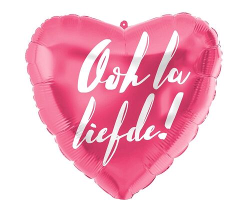 Folieballon Hartvormig 'Ooh la Liefde!' - 45cm