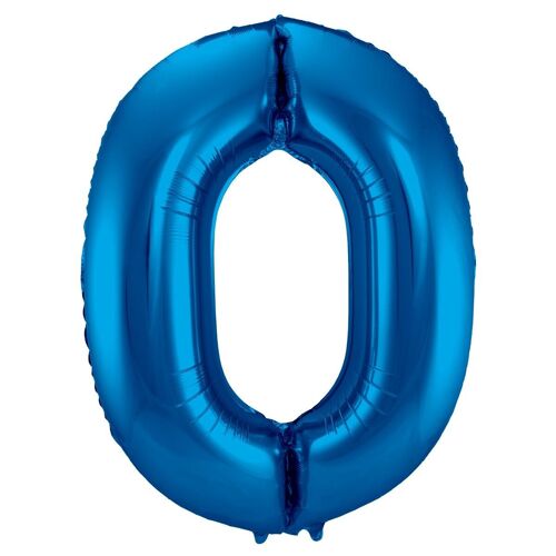 Blauwe Folieballon Cijfer 0 - 86cm