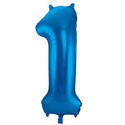 Blauer Folienballon Zahl 1 - 86cm
