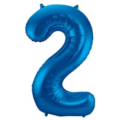 Blauer Folienballon Zahl 2 - 86cm