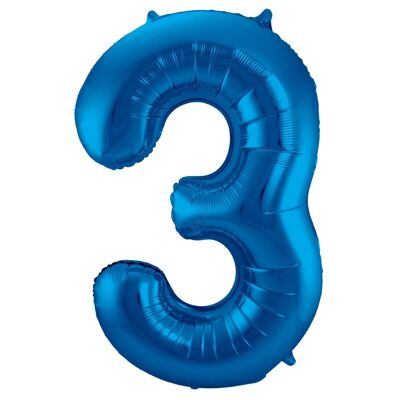 Blue Foil Balloon Number 3 - 86cm