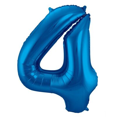 Blue Foil Balloon Number 4 - 86cm