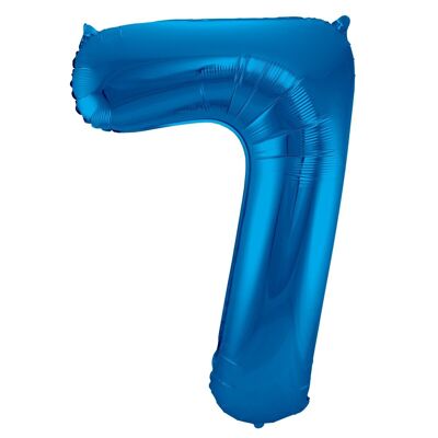 Blauer Folienballon Zahl 7 - 86cm