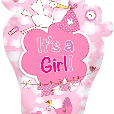 Baby foot È una ragazza! palloncino nascita - 46x70 cm