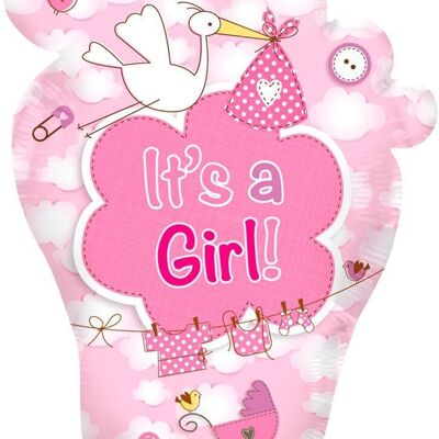 Babyvoetje It's a Girl! geboorteballon - 46x70cm