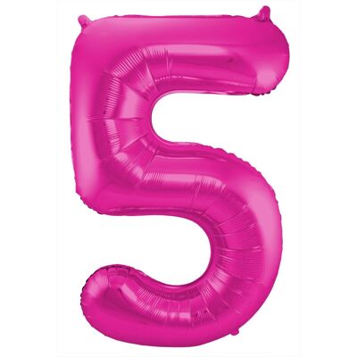 Magenta Number Balloon Number 5 - 86 cm