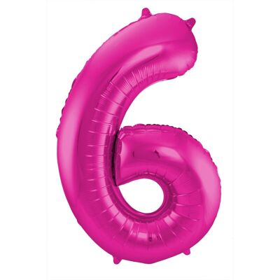 Magenta Number Balloon Number 6 - 86 cm